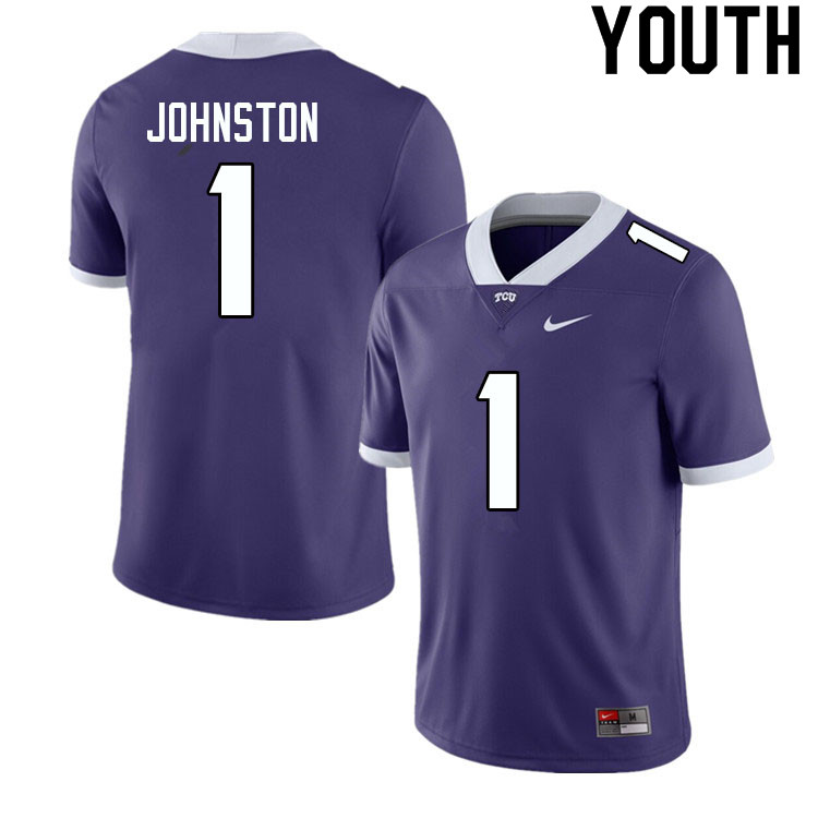 Youth #1 Quentin Johnston TCU Horned Frogs College Football Jerseys Sale-Purple - Click Image to Close